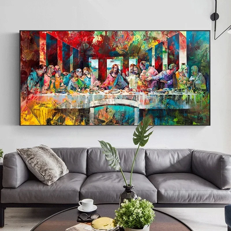 Graffiti Wall Art Leonardo Da Vinci L'Ultima Cena Poster Stampa Christian Canvas Painting Home Decor Picture Unframed