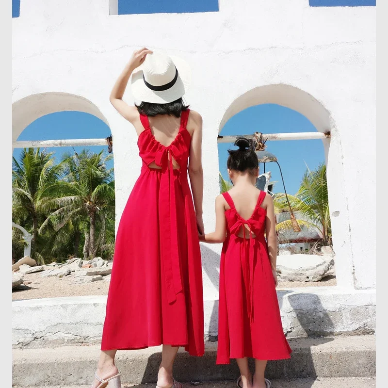 Mamma Figlia Abito Abbinato Summer Beach Mommy & Me Abiti Bohémien Holiday Seaside Women Girl Dresses Mommy Figlia Clothes