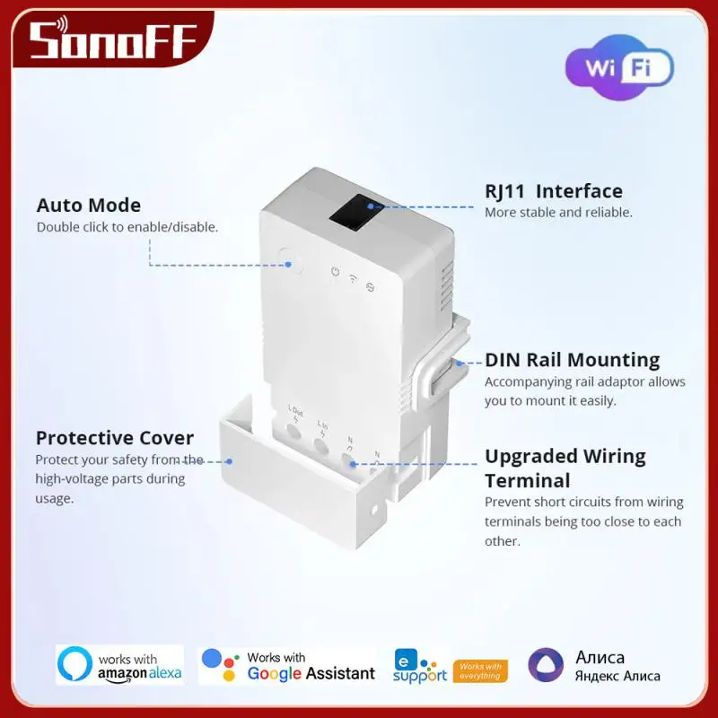 Sonoff Th Origin Wifi Switch Smart Home Controller Temperatura Umidità Monitor Switch 20A Max Sonoff Th10/16 Versione Di Aggiornamento