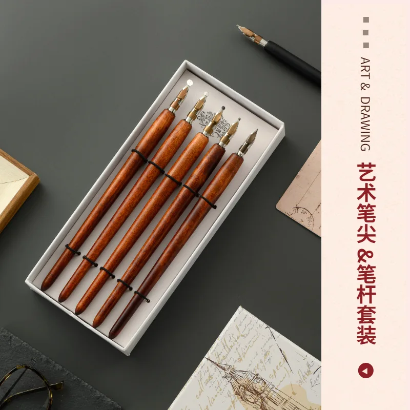 Dip Pen In Legno All'Ingrosso Letterario Retrò Spessa Penna In Legno Produttori Arte Pittura Tibetano Gotico Carattere Penna Cancelleria