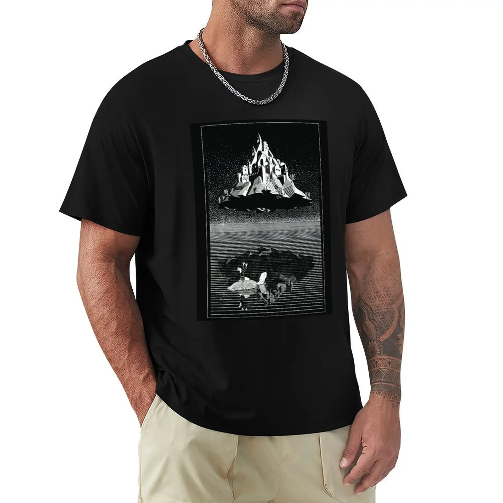 Mc Escher - Castle In The Air T-Shirt Sweat Shirt T-Shirt Oversize Kawaii Clothes Tees Maglietta Da Uomo