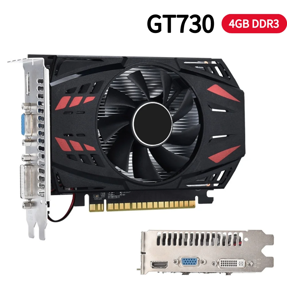 Schede Grafiche Per Pc Desktop Gt730 Pci-E2.016X Schede Grafiche Per Computer Ddr3 Da 4Gb Scheda Grafica Da Gioco A 128 Bit Con Ventola Di Raffreddame