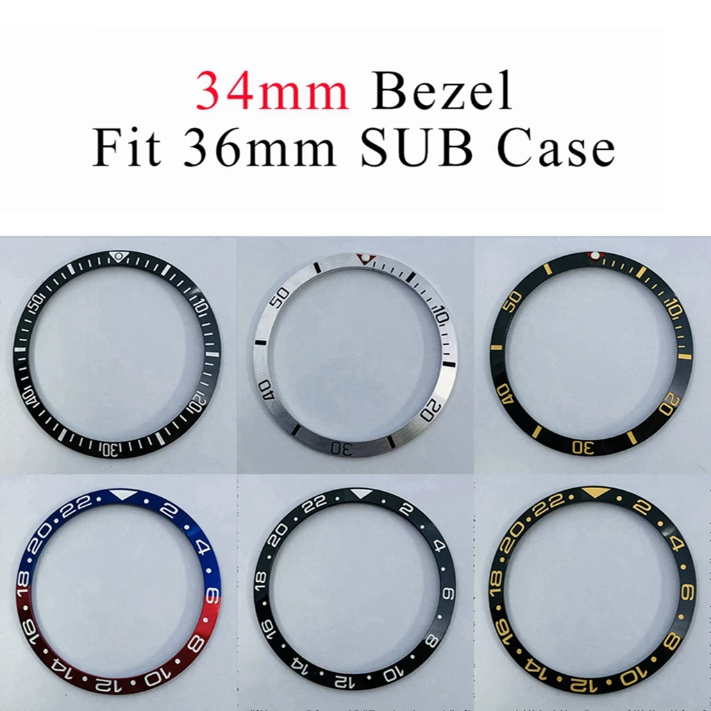 Miuksi 34Mm Lunetta In Ceramica Fit 36Mm Sub Watch Sostituire Accessori Parti Dell'Orologio