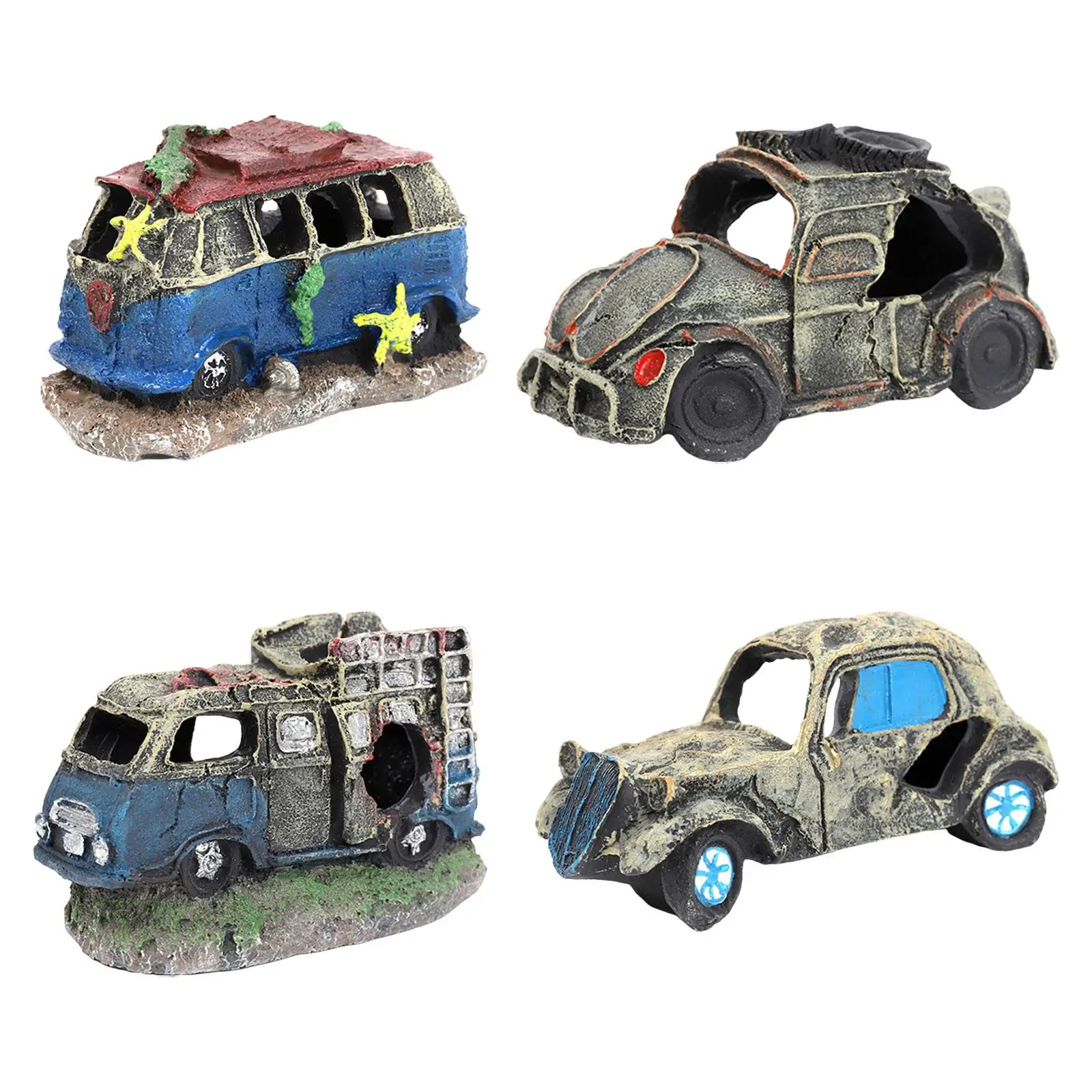 Auto Wreck Aquarium Decoration Betta Cave Prawn Habitat Per Crostacei