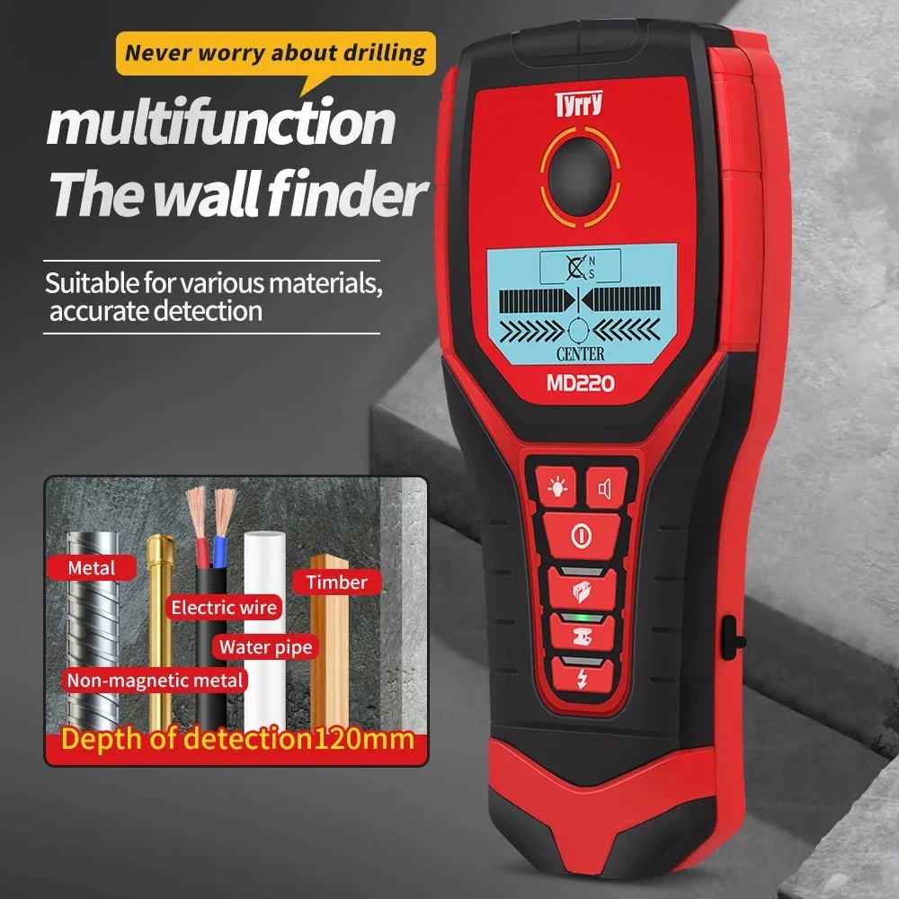 5 In 1 Wall Scanner Stud Finder Metal Detector Wood Stud Pvc Water Pipe Ac Live Cable Wires Scanner Center E Strumento Di Posizionamento