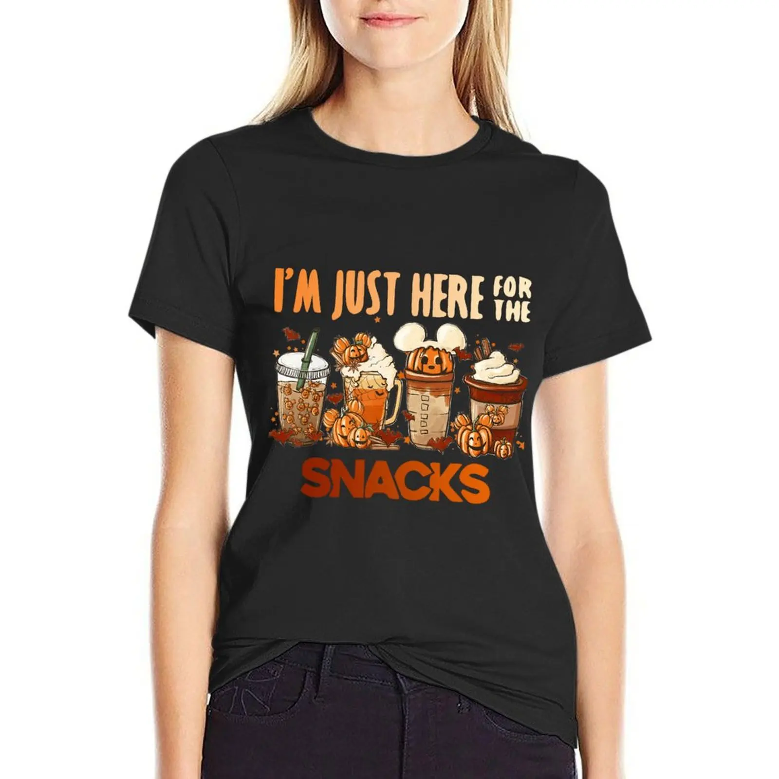 Autunno Autunno Halloween Coffee Pumpkin Spice Latte Iced Warm Cozy T-Shirt Lady Clothes Moda Coreana Magliette Nere Per Le Donne
