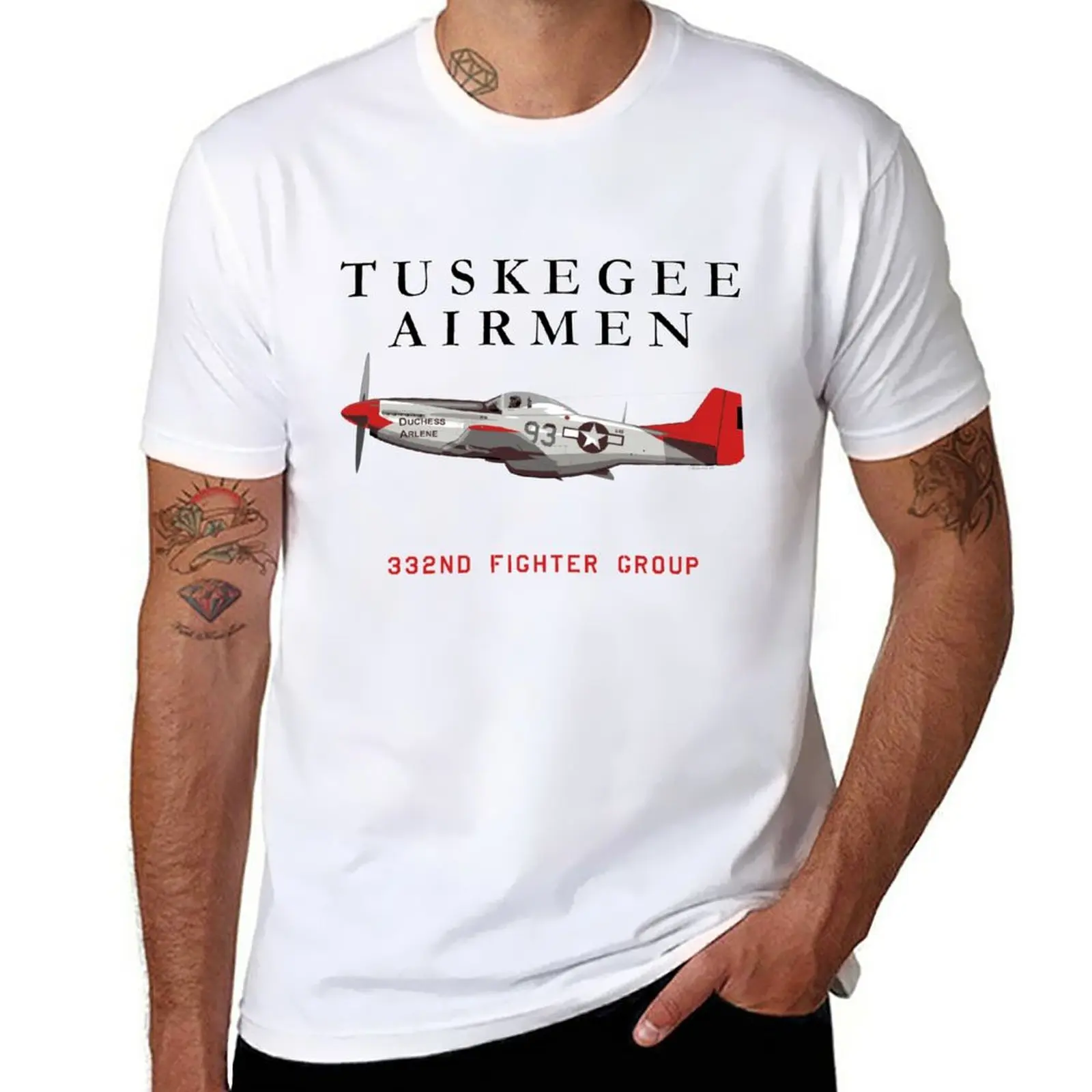 Red Tail P-51 Mustang T-Shirt Anime Tees T-Shirt Nere Per Uomo