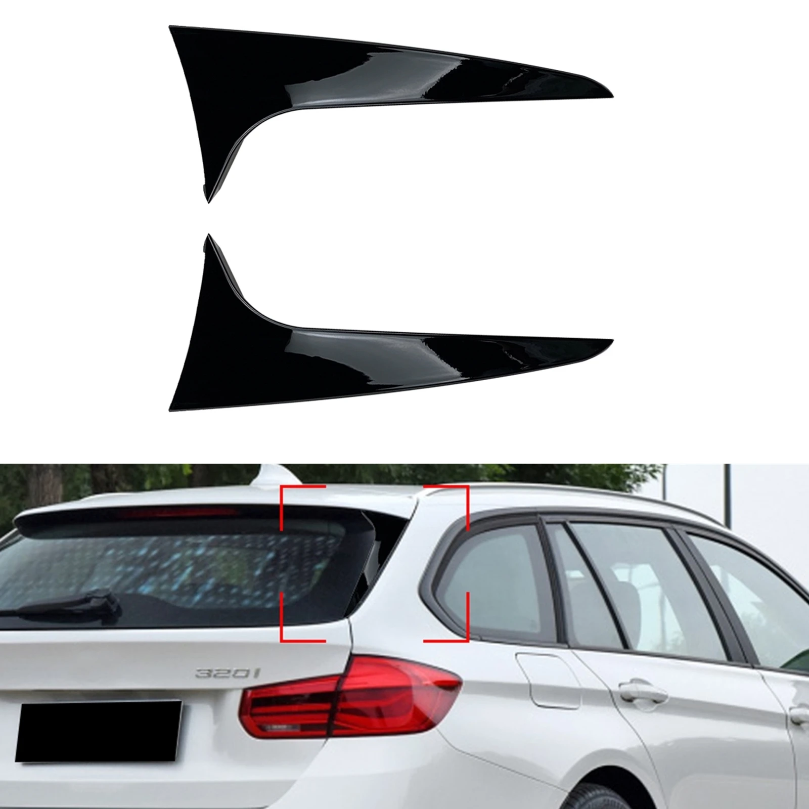 Trim Spoiler Laterale Lunotto Posteriore Per Bmw Serie 3 Wagon F31 2012-2018 Touring 320I 328I 330I Gloss Black Tail Splitter Wing