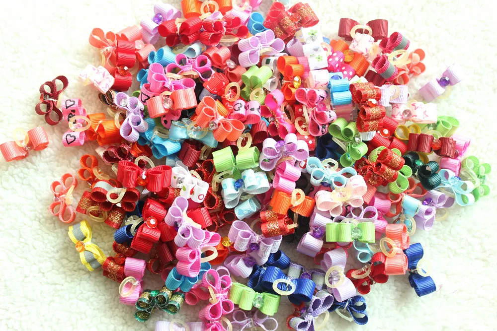 50 Pezzi Fatti A Mano Fiocco Per Cani Di Piccola Taglia Diamante Fiocchi Per Toelettatura Fiocchi Per Peli Di Animali Domestici Per Cuccioli Accessori