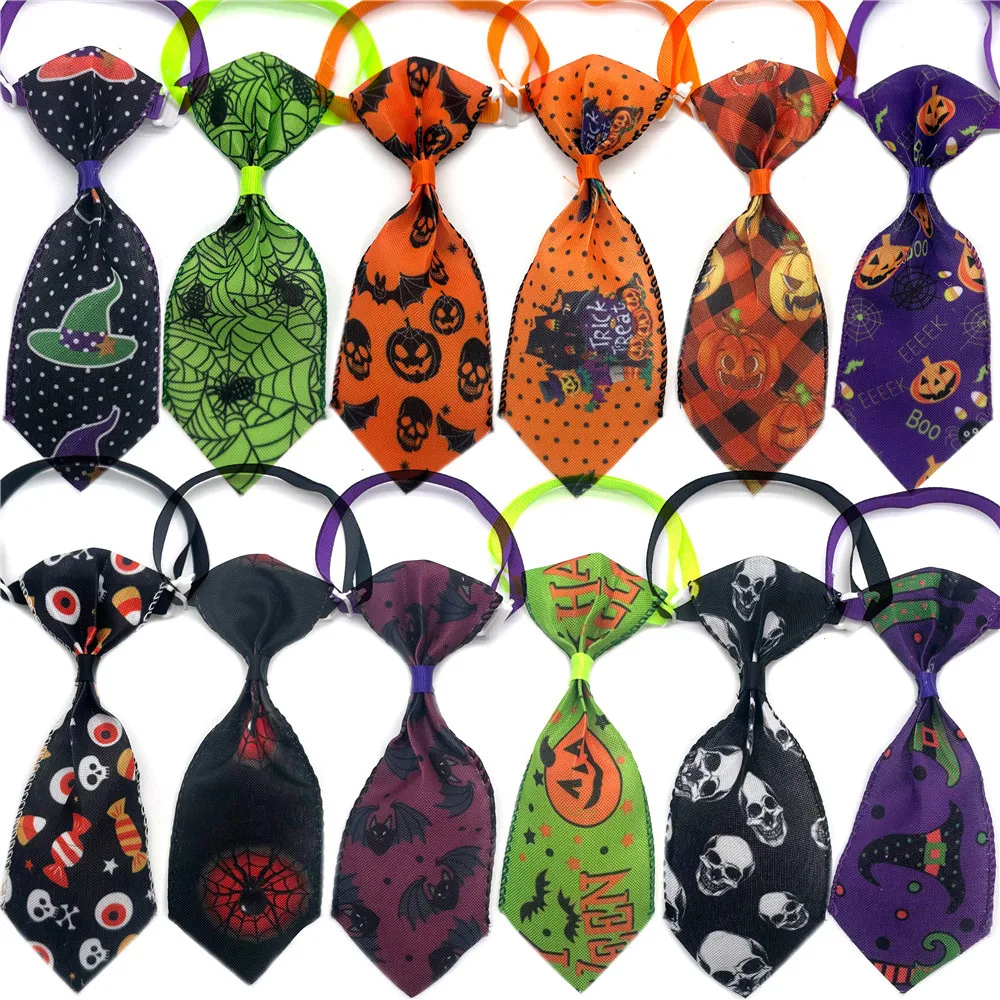 50Pcs Skull Style Halloween Dogs Ties Pet Puppy Dog Accessori Pet Dog Cravatte Papillon Pet Dog Grooming Products For Small Dog