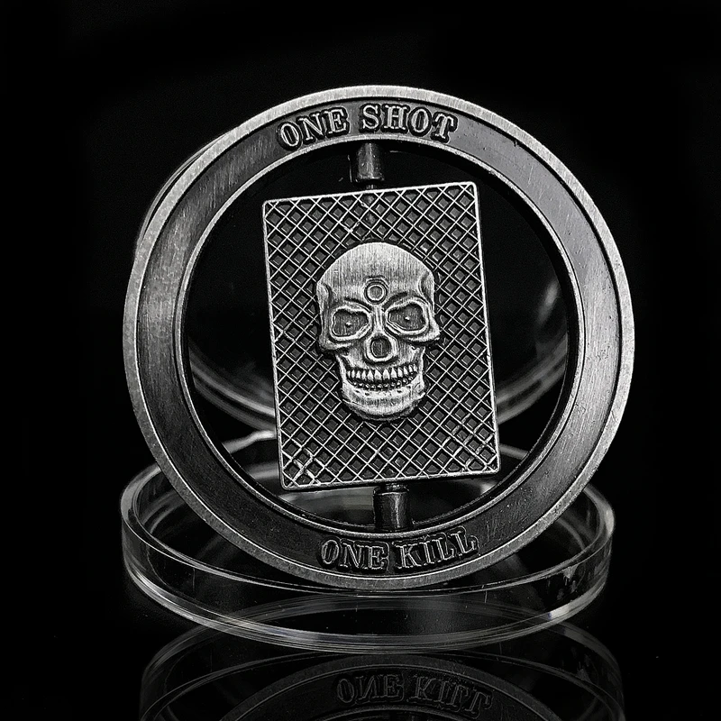 Sniper One Shot One Kill Ace Of Spades Skull Spinner Sfida Militare Collezione Di Monete Da Collezione Art Souvenir Friends Gifts