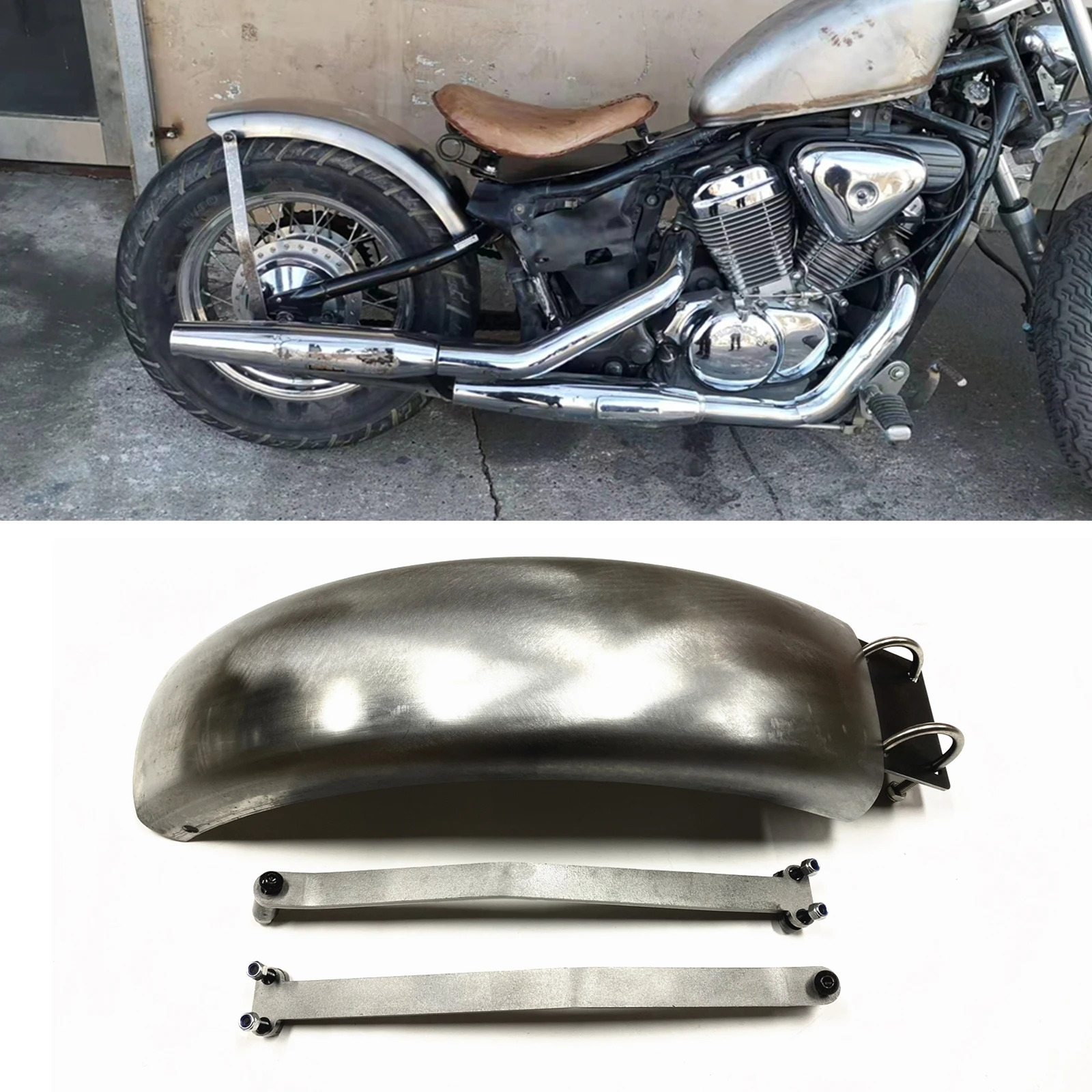 Parafango Posteriore In Lamiera D'Acciaio Modificata Motore Per Honda Shadow 400 600 Vlx 400 600