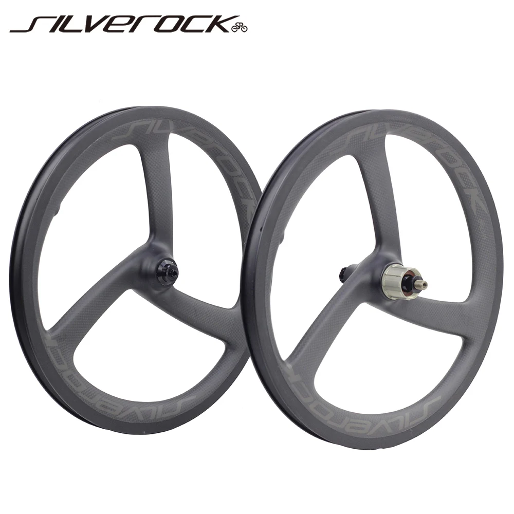 Silverock Carbon Trispoke 3 Speed 7 S Peed Wheels 16 "1 3/8" 349 Freno A Cerchio Per Brompton Bici Pieghevole Tri Spoke 3 Spoke Wheelset