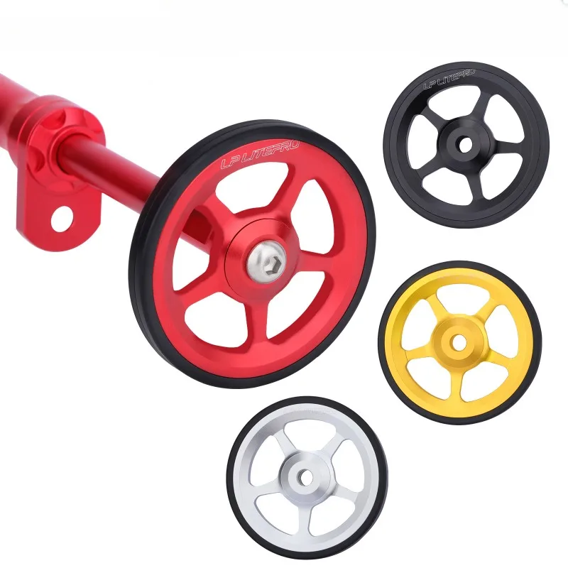 1 Paio Easywheel Bicyle Easy Wheel Con Bullone Alluminio Cnc Ultralight Per Brompton Accessori Portabiciclette Pieghevoli