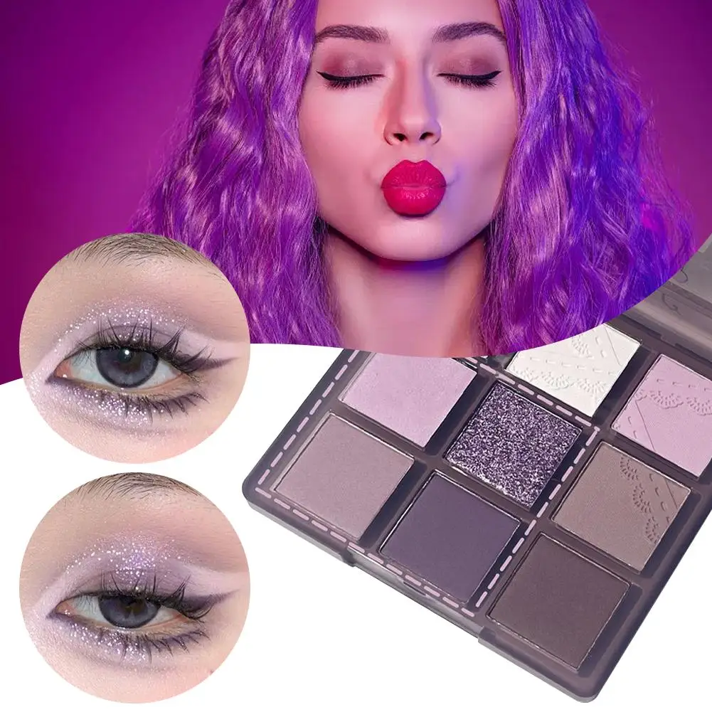 Smoke Purple 9 Colori Eyeshadow Palette Pearlescent Waterproof Matte Makeup Viola Coreano Palette Shadow Grey Makeup Eye E4X5