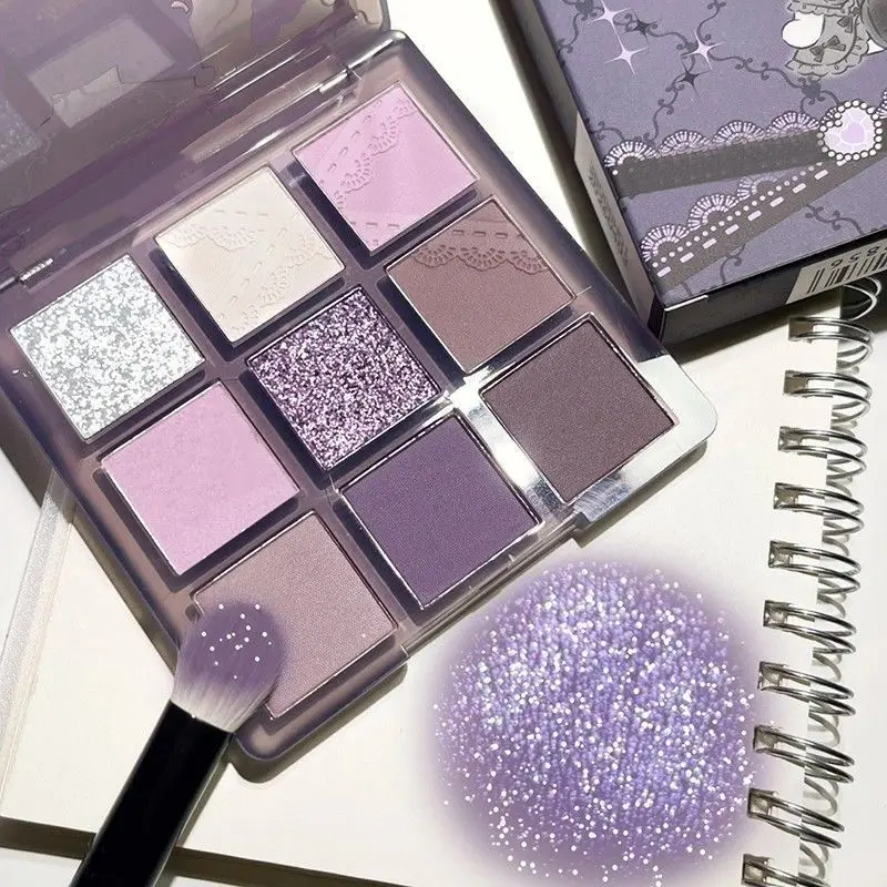 Smoke Purple Eyeshadow Board Long-Lasting Glitter Pearl Eyeshadow Starry Sky Blue Mystery Eye Makeup Board