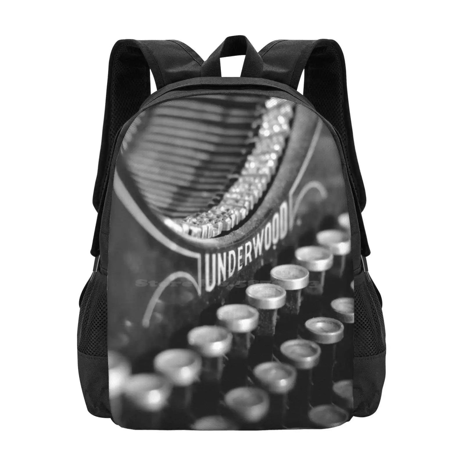 Macchina Da Scrivere Vintage Underwood Zaino Da Scuola Di Grande Capacità Borse Per Laptop Macchina Da Scrivere Vintage In Bianco E Nero Close Up