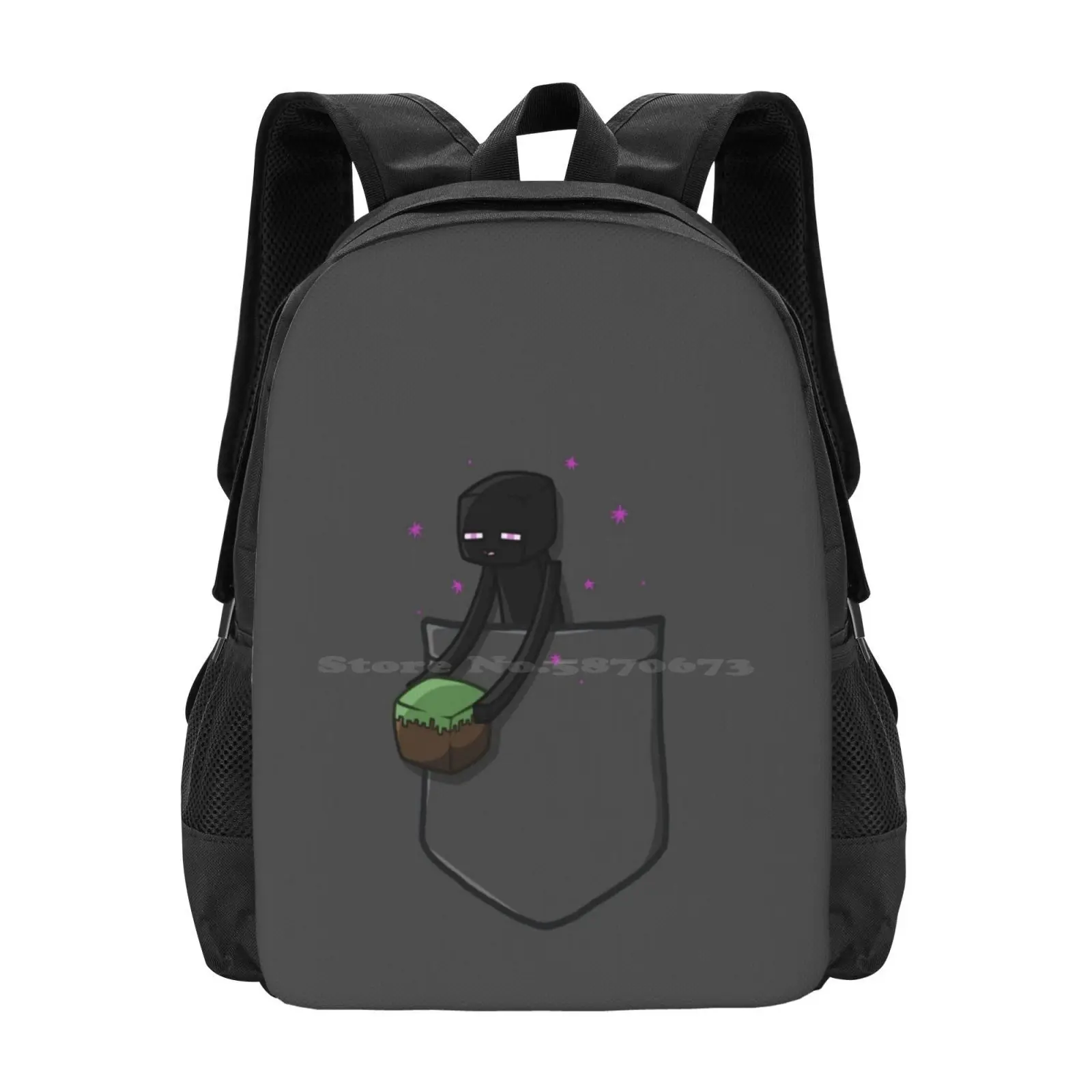 Little Pocket Enderman School Bag Zaino Di Grande Capacità Laptop Enderman Pocket Gaming Grass Blocks Steve Cute