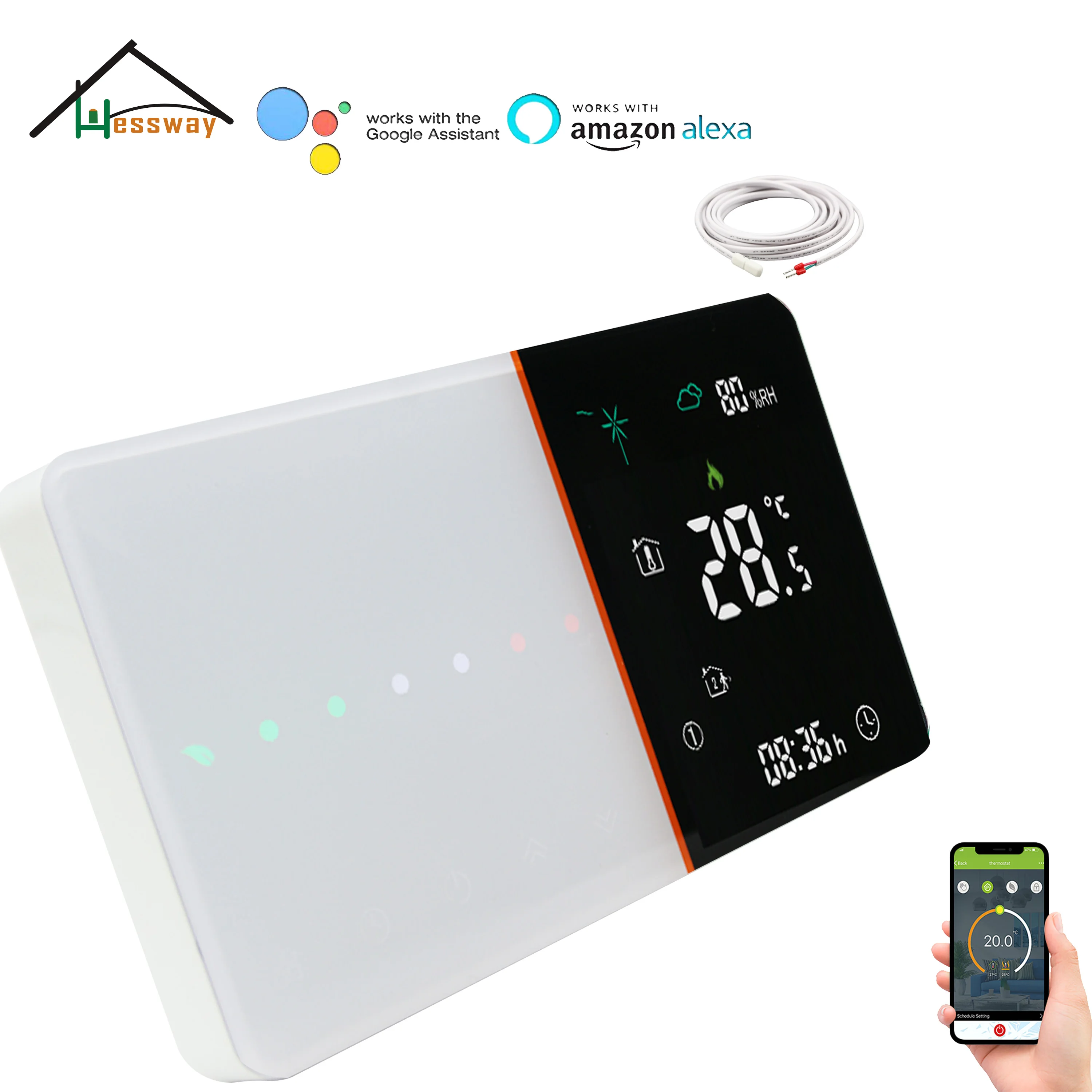 118 Tipo Doppio Sensore Wifi Termostato Elettrico/Nc Nessun Riscaldamento A Pavimento Per Caldaia A Gas Accessori Per Apparecchiature Di Riscaldamento