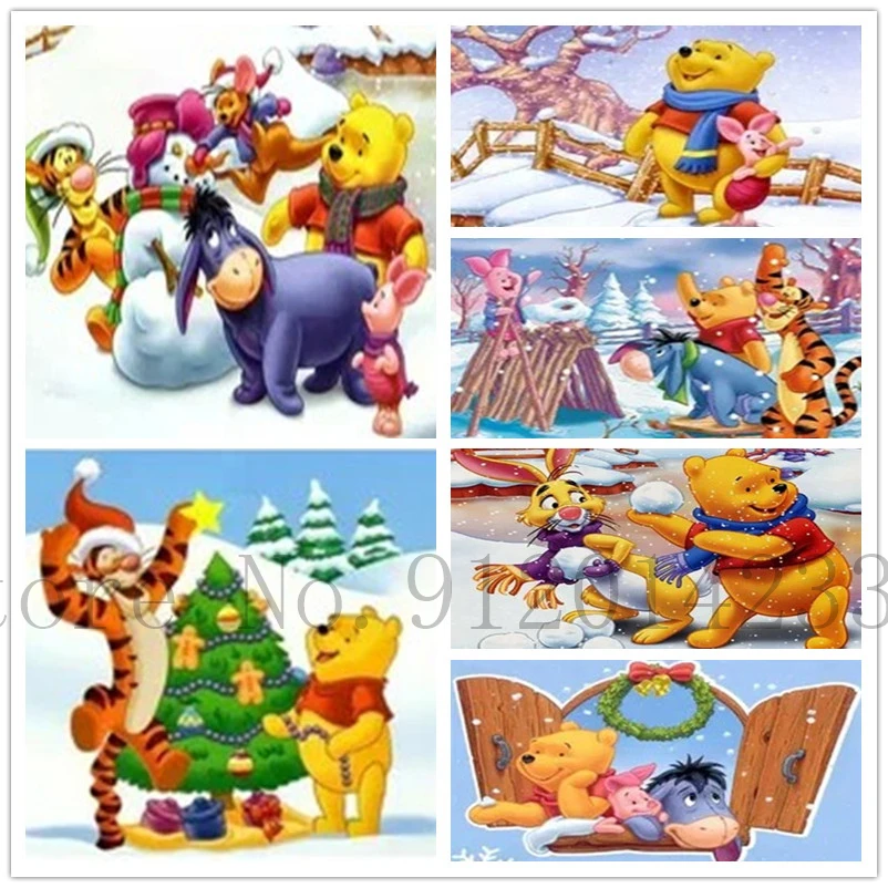 5D Diy Disney Diamond Painting Winnie The Pooh Cartoon Cross Stitch Kit Full Round Drill Mosaico Ricamo Regali Fatti A Mano