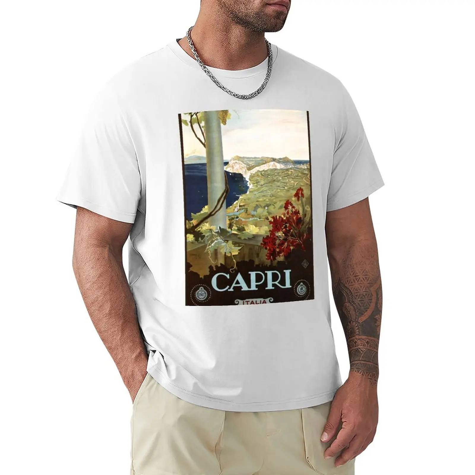 Capri Italia Travel Advertising Wall Art Vintage Italian Art Deco T-Shirt Abbigliamento Vintage Abbigliamento Anime Magliette In Cotone Da Uomo