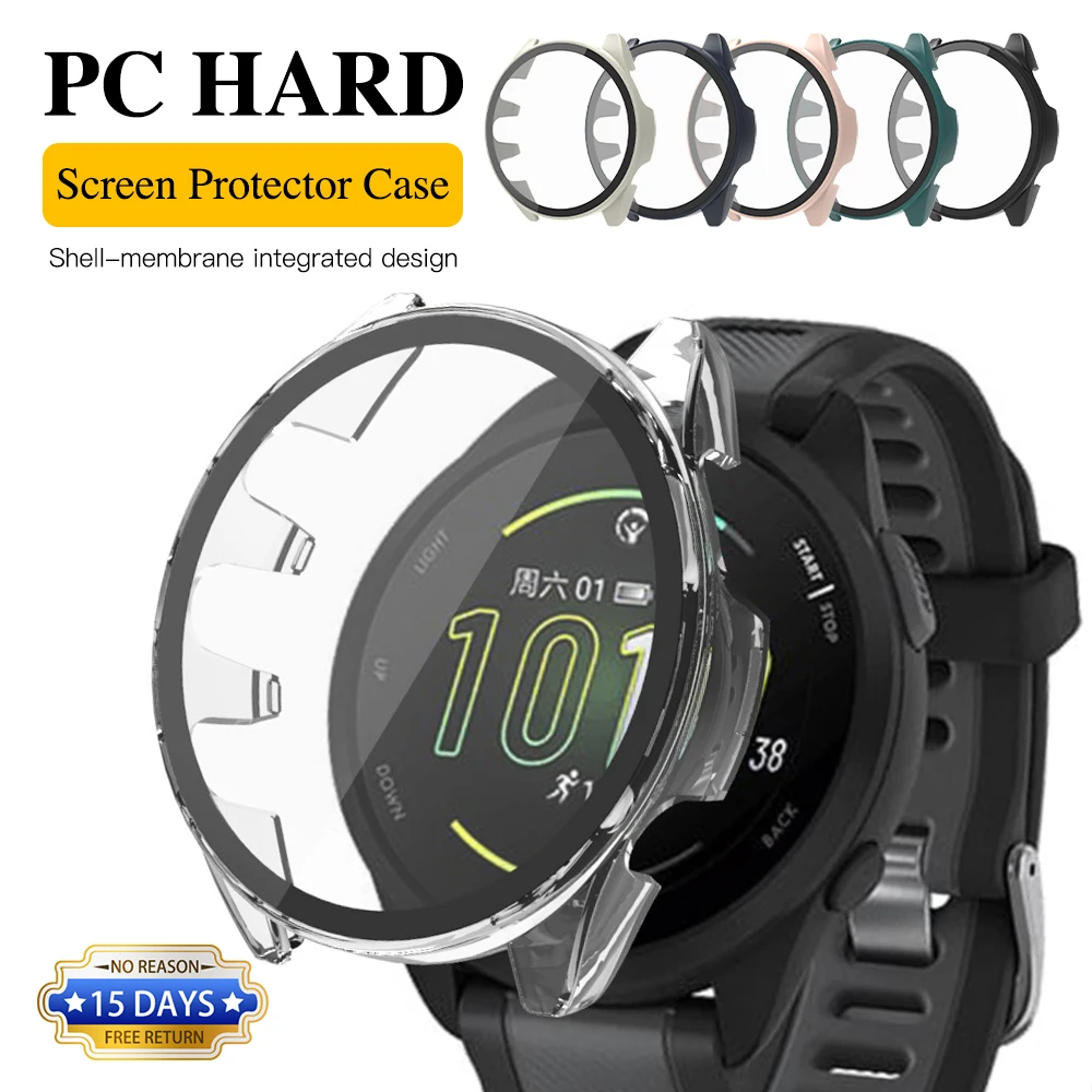 Vetro + Custodia Per Garmin Forerunner 165 Accessorio Pc Copertura Protettiva Paraurti All-Around + Protezione Dello Schermo Per Garmin 165