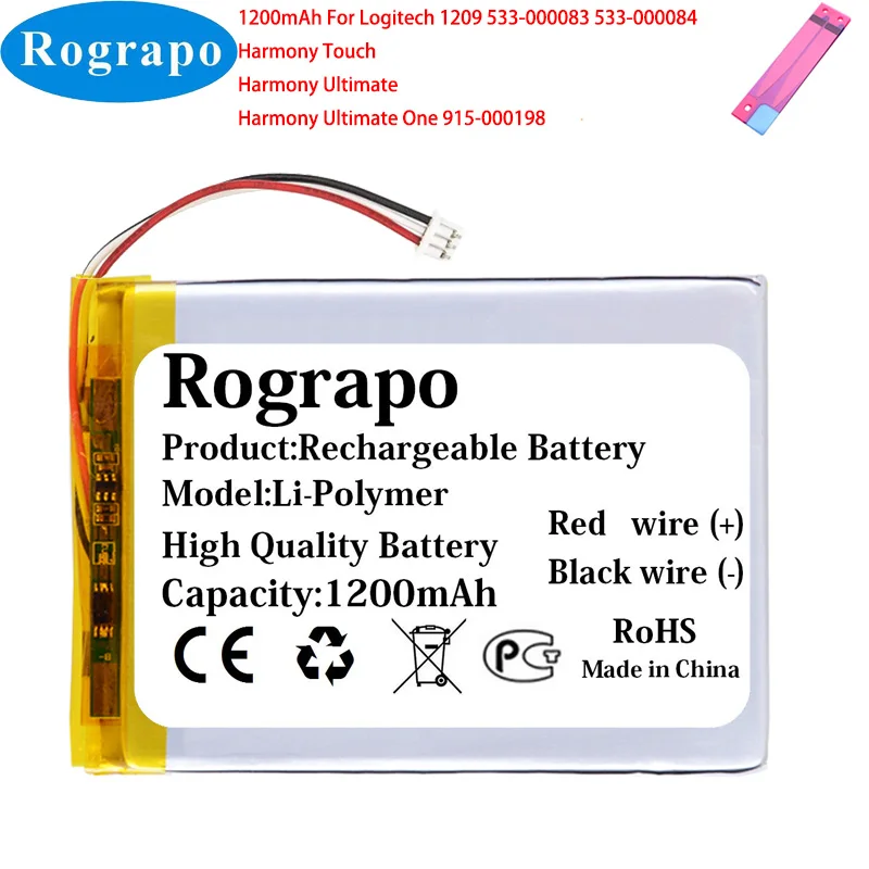 Nuova Batteria 3.7V 1200Mah 533-000083 533-000084 Per Logitech 915-000198,Harmony Touch,Harmony Ultimate, Harmony Ultimate One