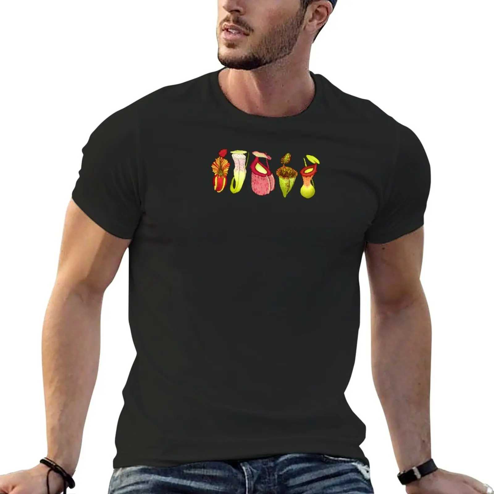 Five Carnivore Nepenthes Brocca Piante Su T-Shirt Verde Scuro Estate Top Animal Prinfor Boys Sport Fans Clothes For Men