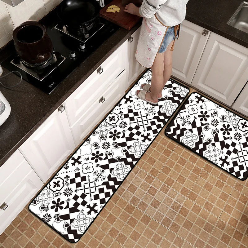 Tappeto Da Cucina Bubble Kiss Tappeto Geometrico Semplice Bianco Nero Facile Da Pulire Tappeto Moderno Antiscivolo 100% Poliestere Per La Casa