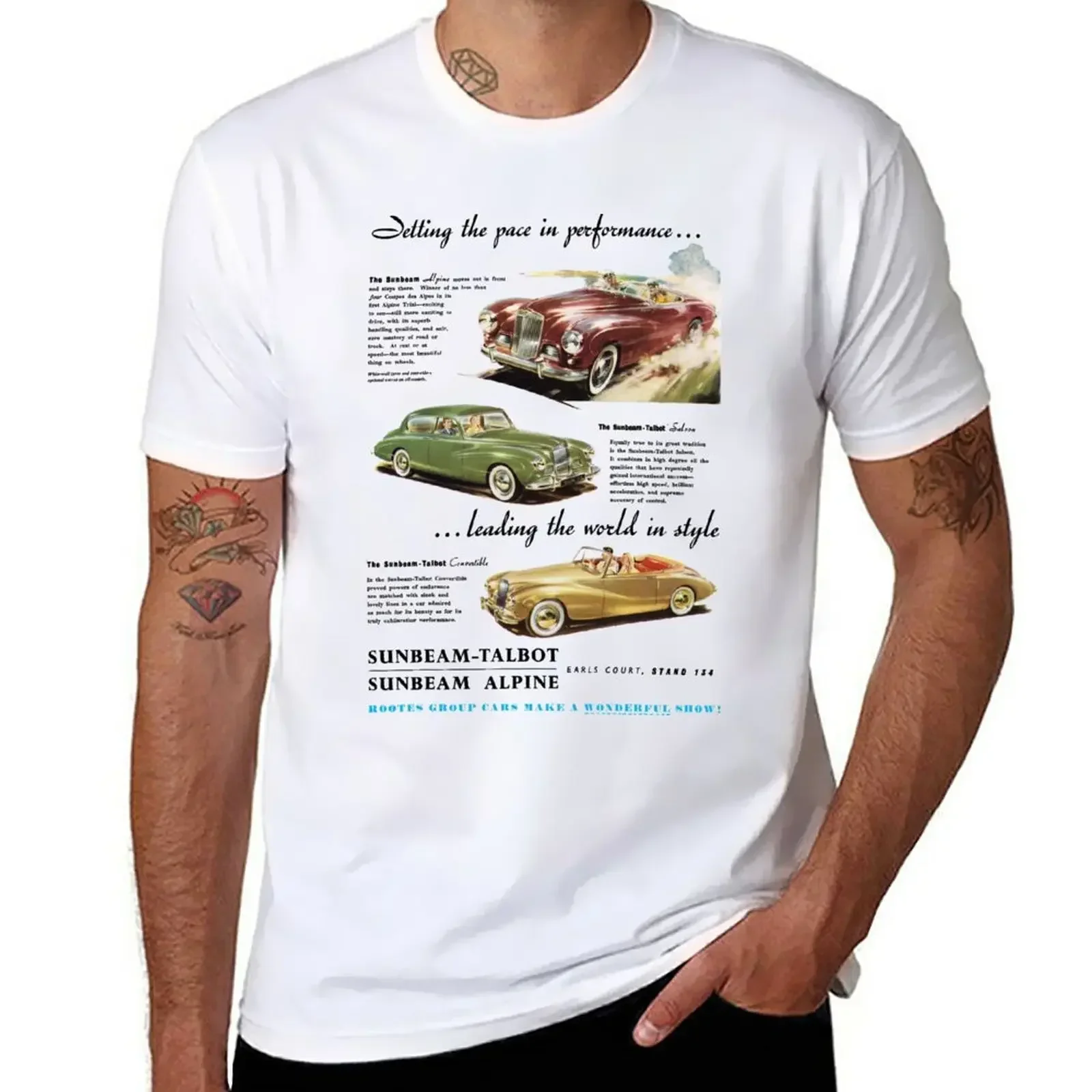 Sunbeam-Talbot / Sunbeam Alpine T-Shirt Grafica Oversize Ragazzi Bianchi Magliette Semplici Da Uomo