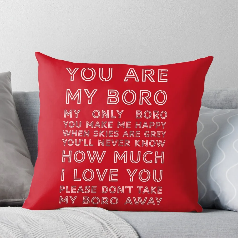 You Are My Boro - Middlesbrough Football Club White On Red Throw Pillow Federa Decorativa Cuscini Di Lusso