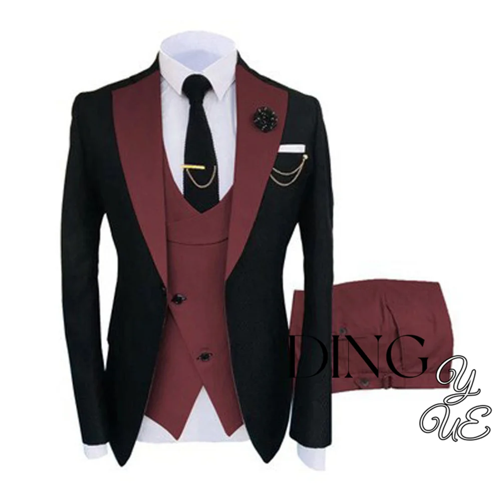 Abiti Da Uomo Classici Bordeaux Slim Fit Su Misura 2024 Abiti Da Sposa Per Smoking Da Sposo 3 Pezzi Abiti Da Sposo Best Man