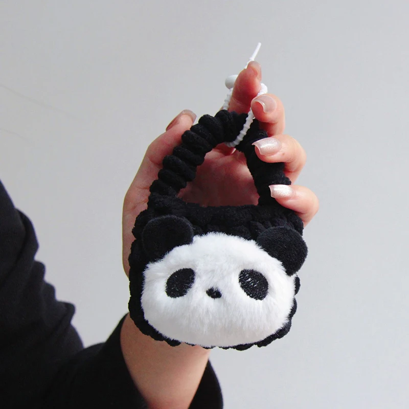 Peluche Knitting Panda Bag Shell Per Panda Kt Mini Storage Bag Custodia Per Auricolari Soft Cute Fluffy Bluetooth Charging Box Cover