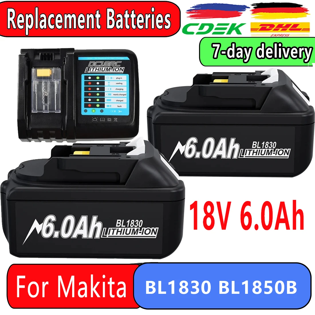 Sostituzione Potente 18V 6.0Ah Per Batteria Makita Compatibile Makita Bl1860 Bl1850B Batteria Di Ricambio Serie Bl1830