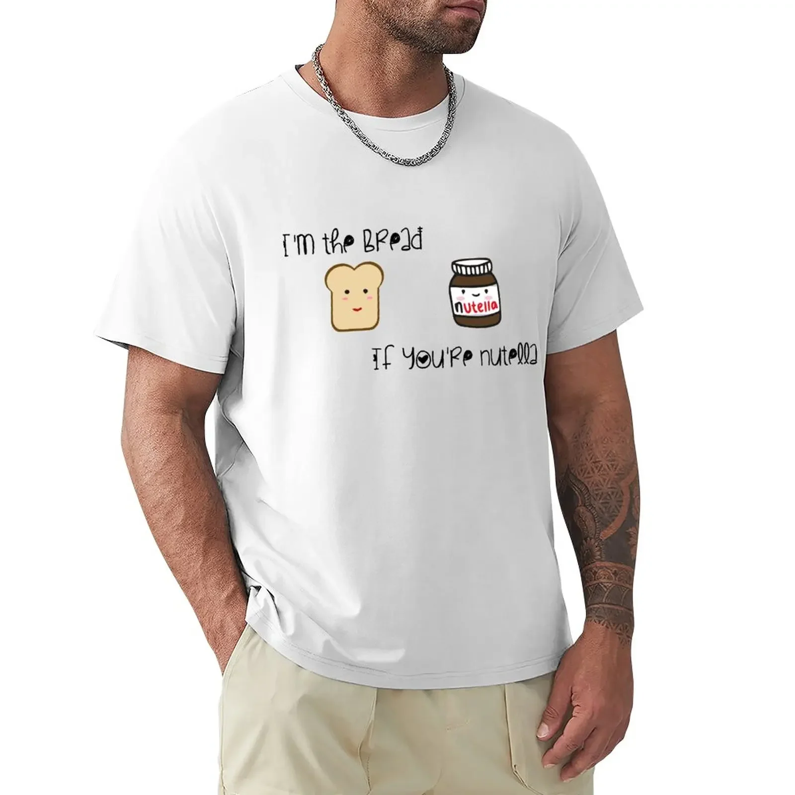 T-Shirt Pane + Nutella Abbigliamento Hippie Ad Asciugatura Rapida Magliette Bianche Per Ragazzi Per Uomo Cotone