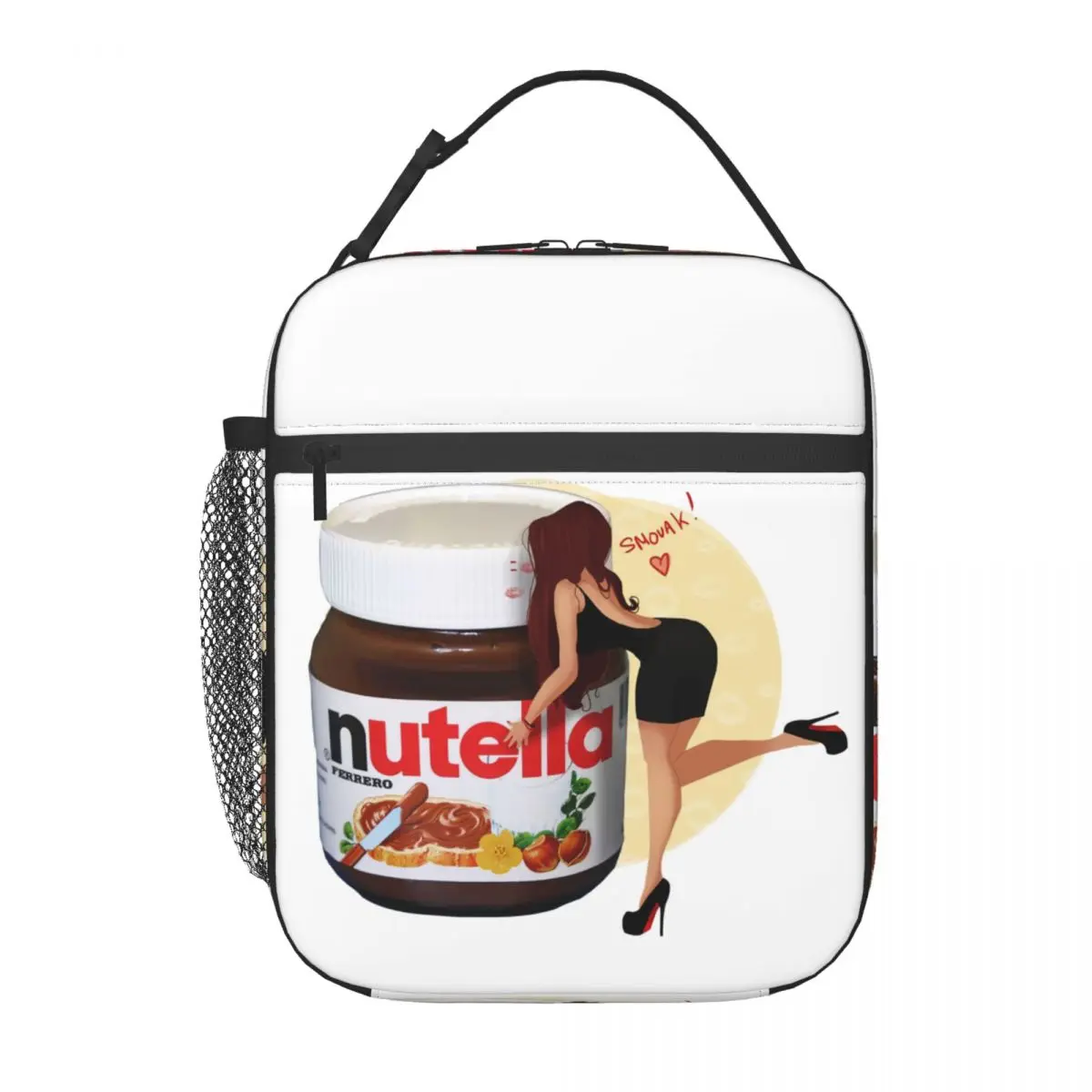 Italia Nutellas Jar Insulated Lunch Bags For Women Portable Cooler Thermal Food Lunch Box Outdoor Camping Travel