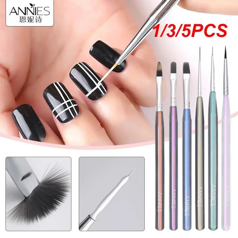 1/3/5Pcs Line Brush In Lana Di Nylon Ultra-Fine Firm Phototherapy Halo Dye Penna Da Disegno Graduale Miglioramento Delle Unghie
