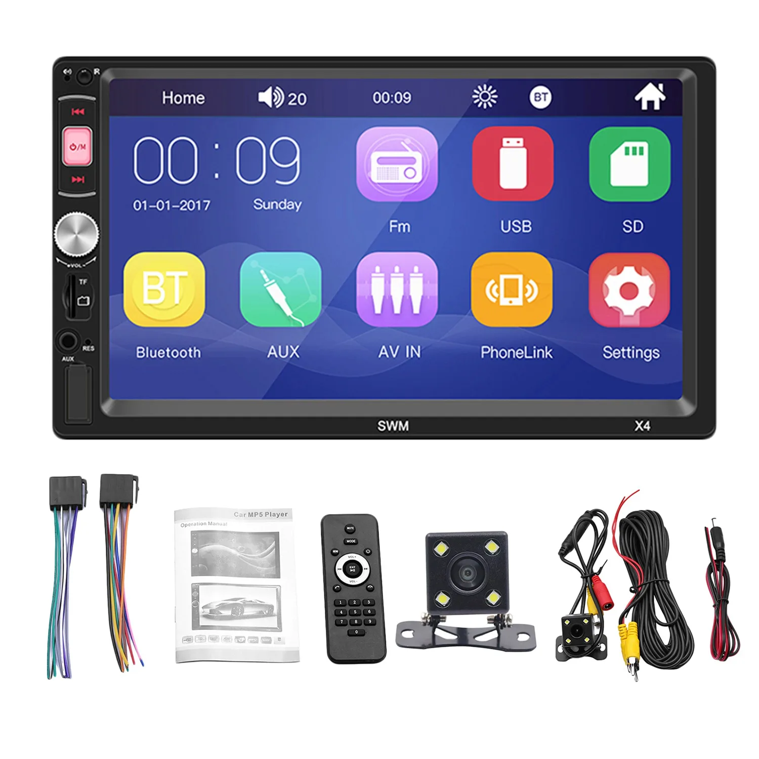 X4 2 Din Car Radio Player 7 Pollici Hd Multimedia Camera Universale Mp5 Mp4 Autoradio Bluetooth Audio Mirror