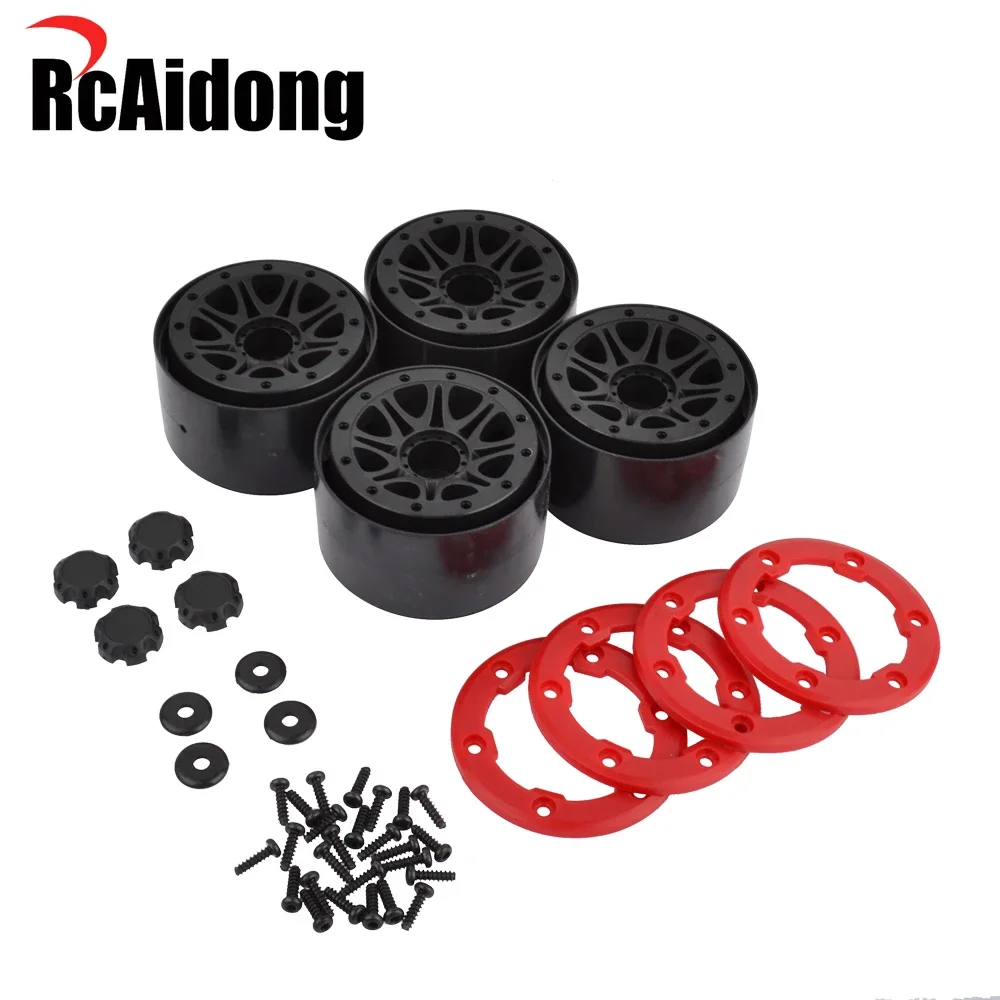 Rcaidong 4Pcs 2.2" Plastic Tires Wheel Rims For 1/10 Crawler Axial Scx10 Yeti/Wraith 90034 90035 Rock Climbing Car Tire