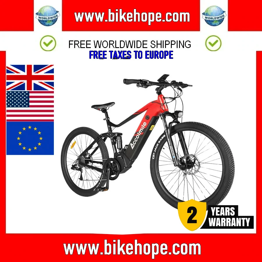2024 Accolmile Mountain Bike Elettrica Potente Emtb 48V 250W 750W Bafang Mid Motor Con Batteria Intube 13Ah 17.5Ah Velocità Massima 60K