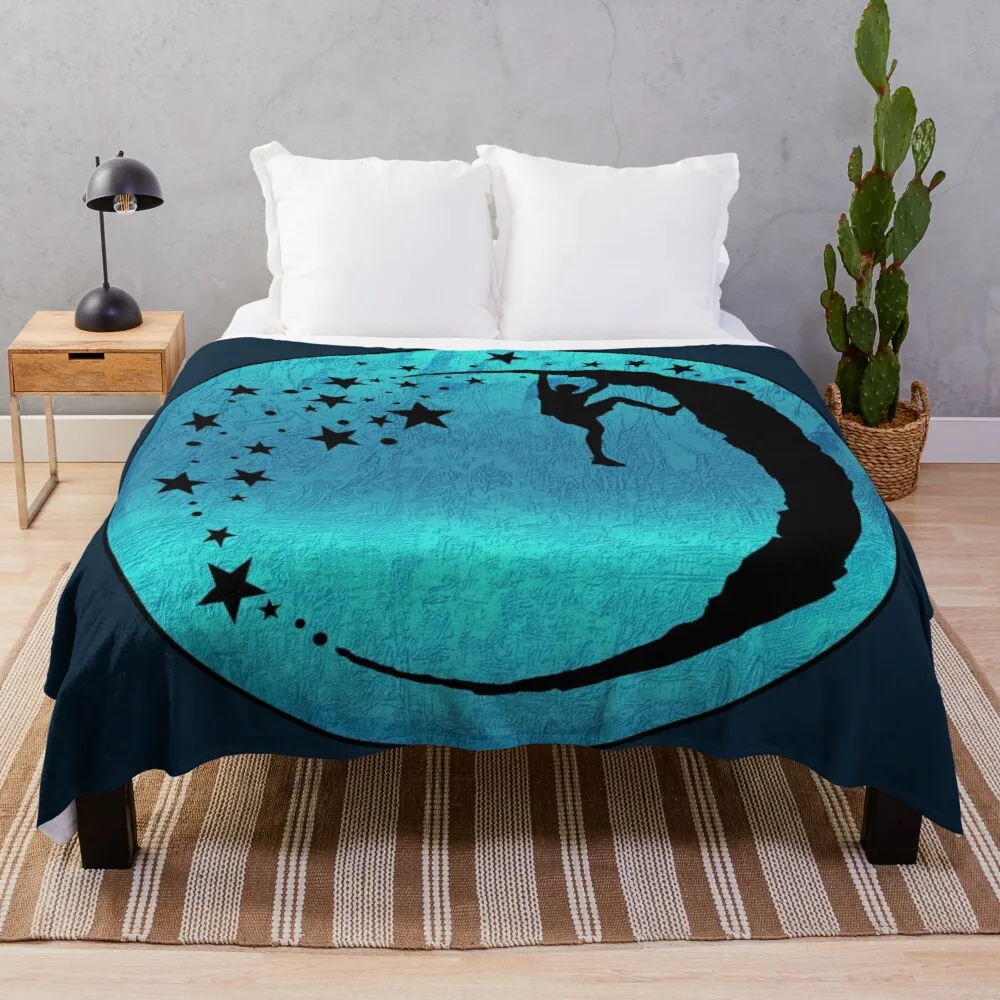 Bouldering Climber On The Moon Rock In Blue - Bouldering Regalo Coperta Coperta Per Divano Gigante