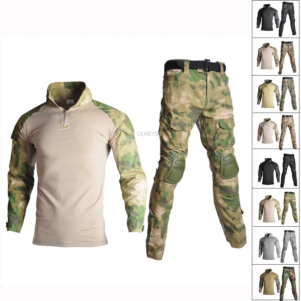Atacs Fg Uniforme Softair War Game Abbigliamento Mimetico Tuta Da Combattimento Tattica Con Ginocchiere A Gomito
