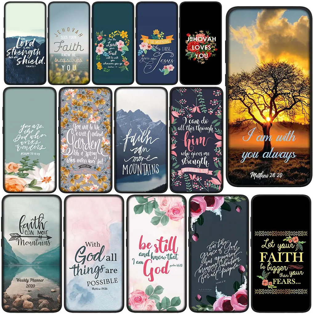Versetto Della Bibbia Custodia Per Telefono Christian Strength God Per Xiaomi Redmi Note 10 12 Pro Max 10A 10C 12C 10X 10S 8T Custodia Morbida Funda