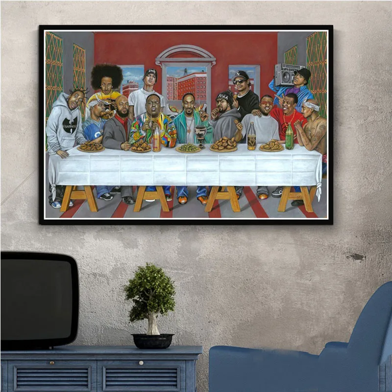 Poster E Stampe Hip Hop Music Rapper Star Legend The Last Supper Art Painting Canvas Wall Pictures For Living Room Home Decor