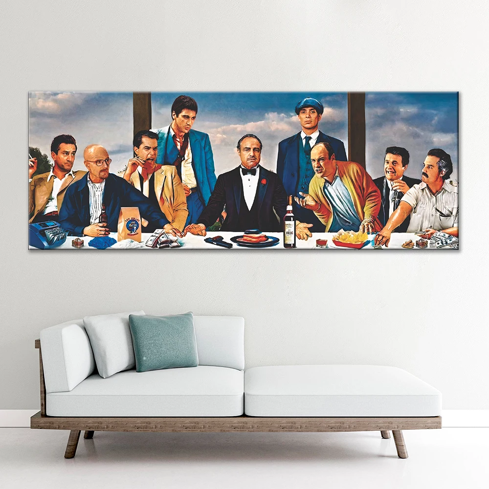 Classic Movie Character The Last Supper Poster Print Gangster Smoking Ritratto Canvas Painting Bar Casino Wall Art Room Decor