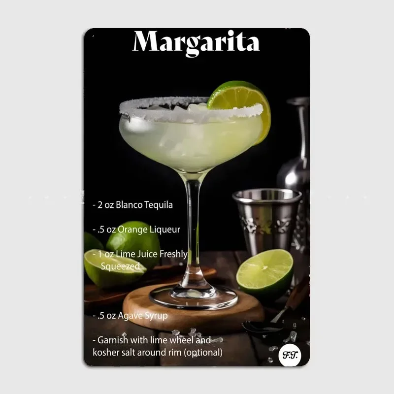 Margarita Cocktail Elf Bar Targa Da Parete In Metallo Di Latta-Insegna Artistica Vintage-Poster D'Arte Estetica Moderna