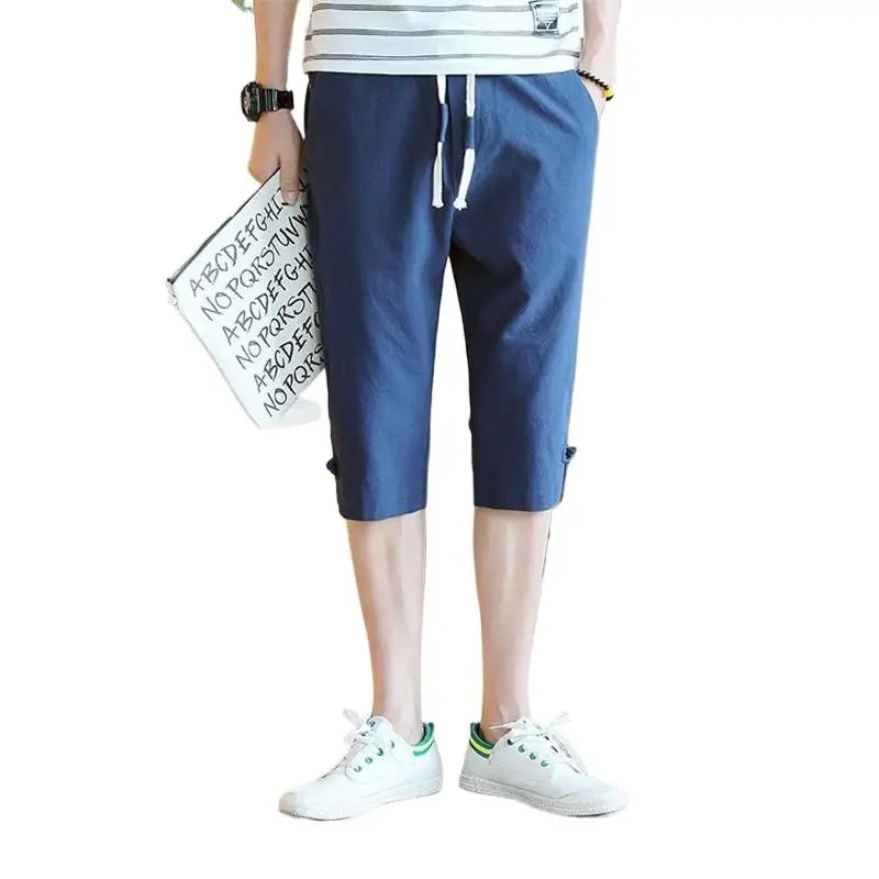 Pantaloni Di Lino Di Cotone Maschile Jogger Di Moda Coreana Plus Size Y2K Pantones Bleu De Shanghai Homme Muslimexayb