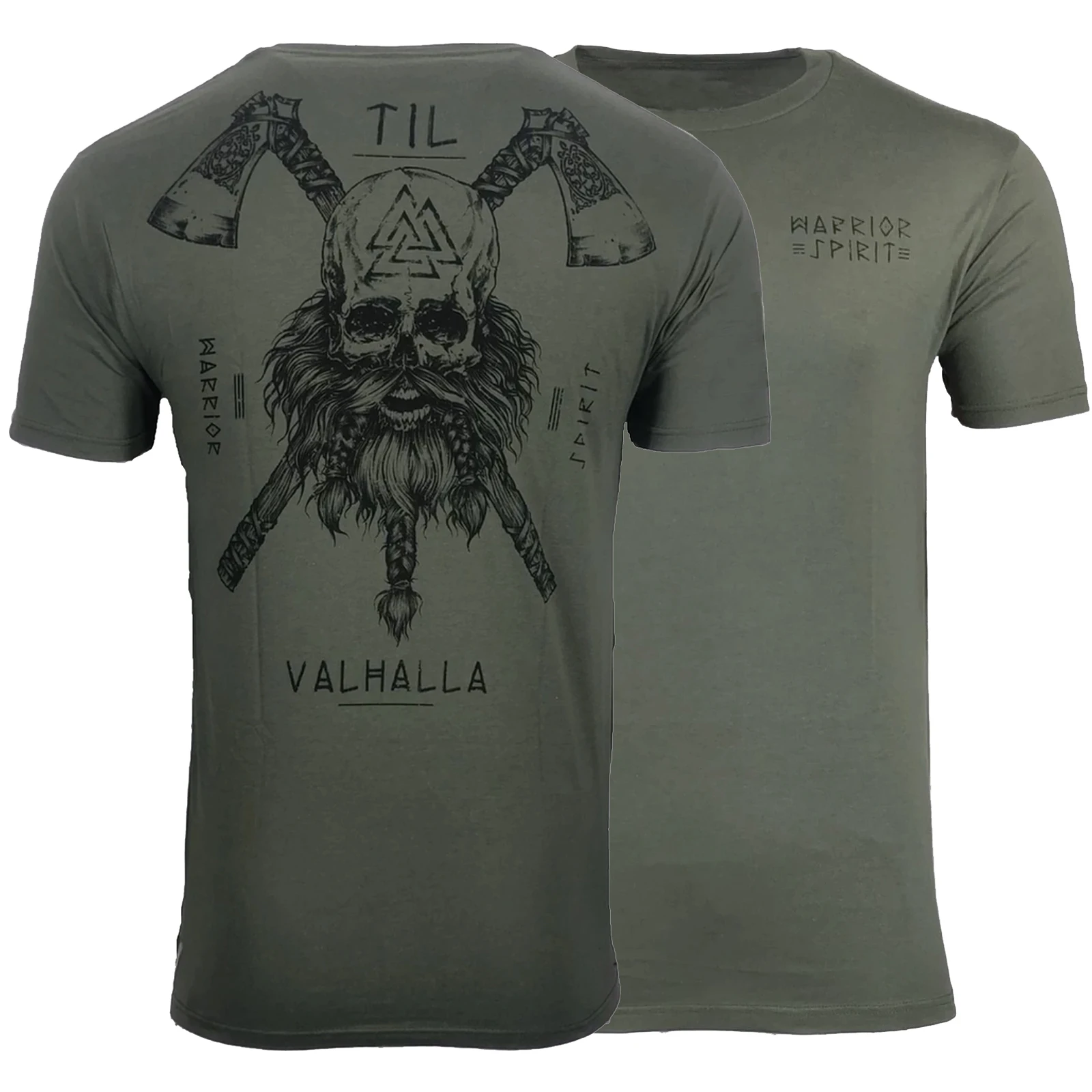 Til Valhalla Nordic Warrior Spirit Maglietta Militare Grunt 100% Cotone O-Collo Estate Manica Corta T-Shirt Casual Da Uomo