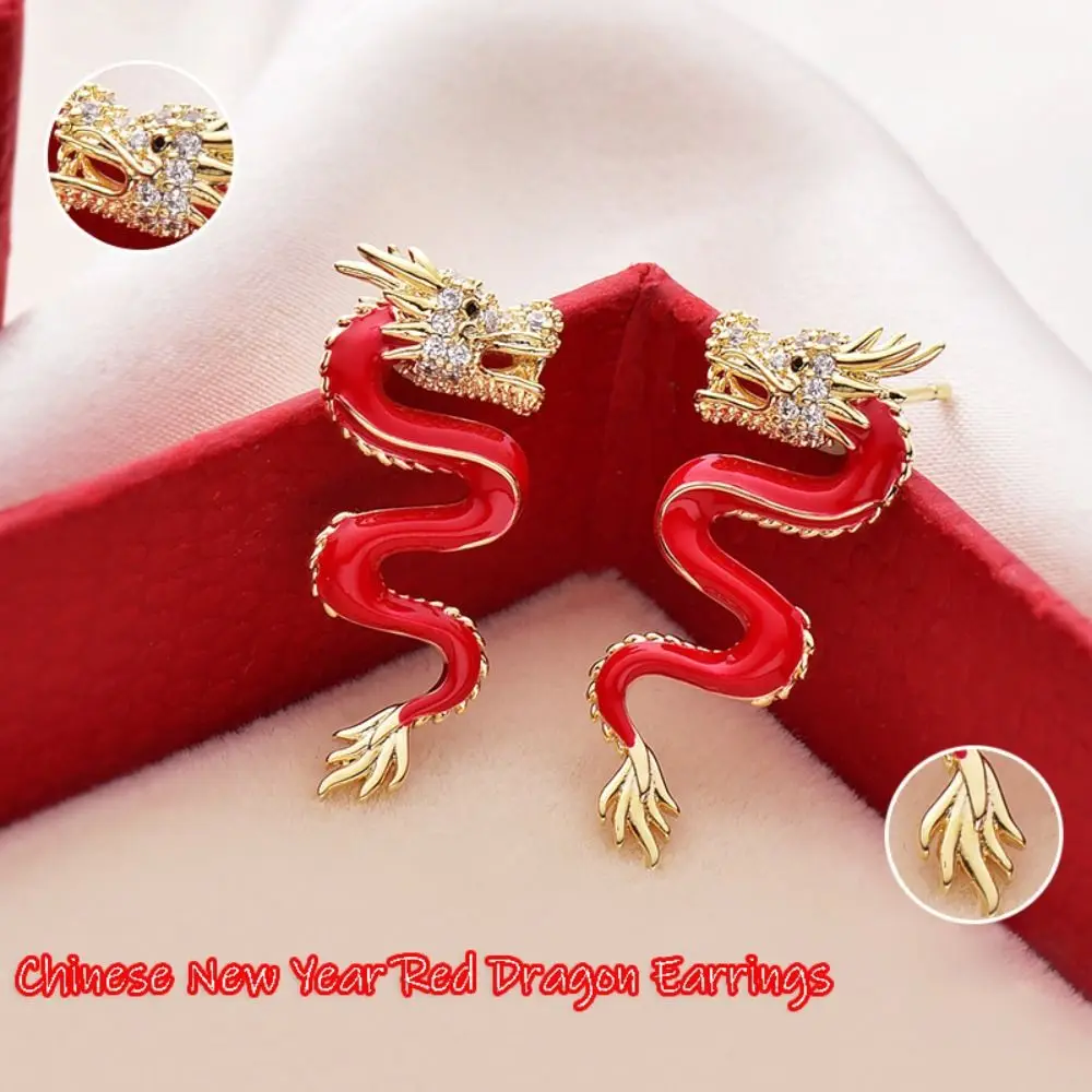 Orecchini Cinesi Hot Red Dragon Orecchini Zodiacali Cinesi Capodanno Nuovi Orecchini Drago Popolari Donne