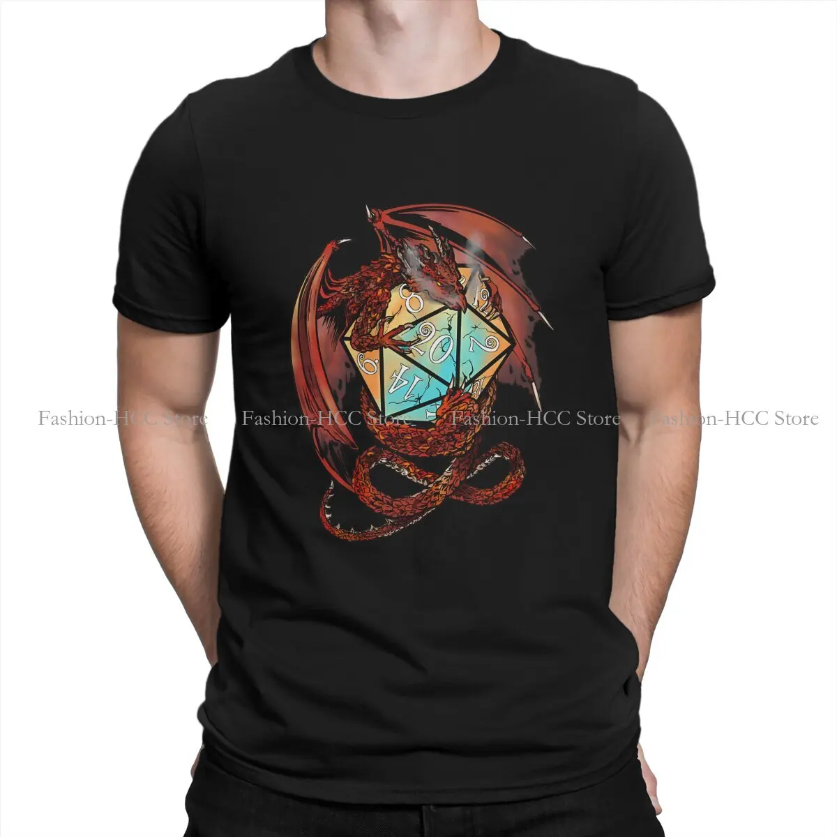 Red Dragon Dice O Neck Tshirt Dragon Design Classic Poliestere T Shirt Uomo Top